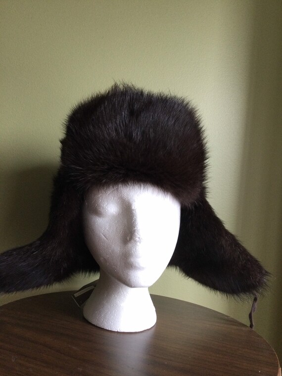 Vintage Brown Muskrat Fur Hat/trapper 