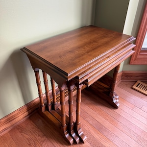 Vintage Georgian style set of 3 Nesting Tables- Solid Wood-Faux Bamboo Legs