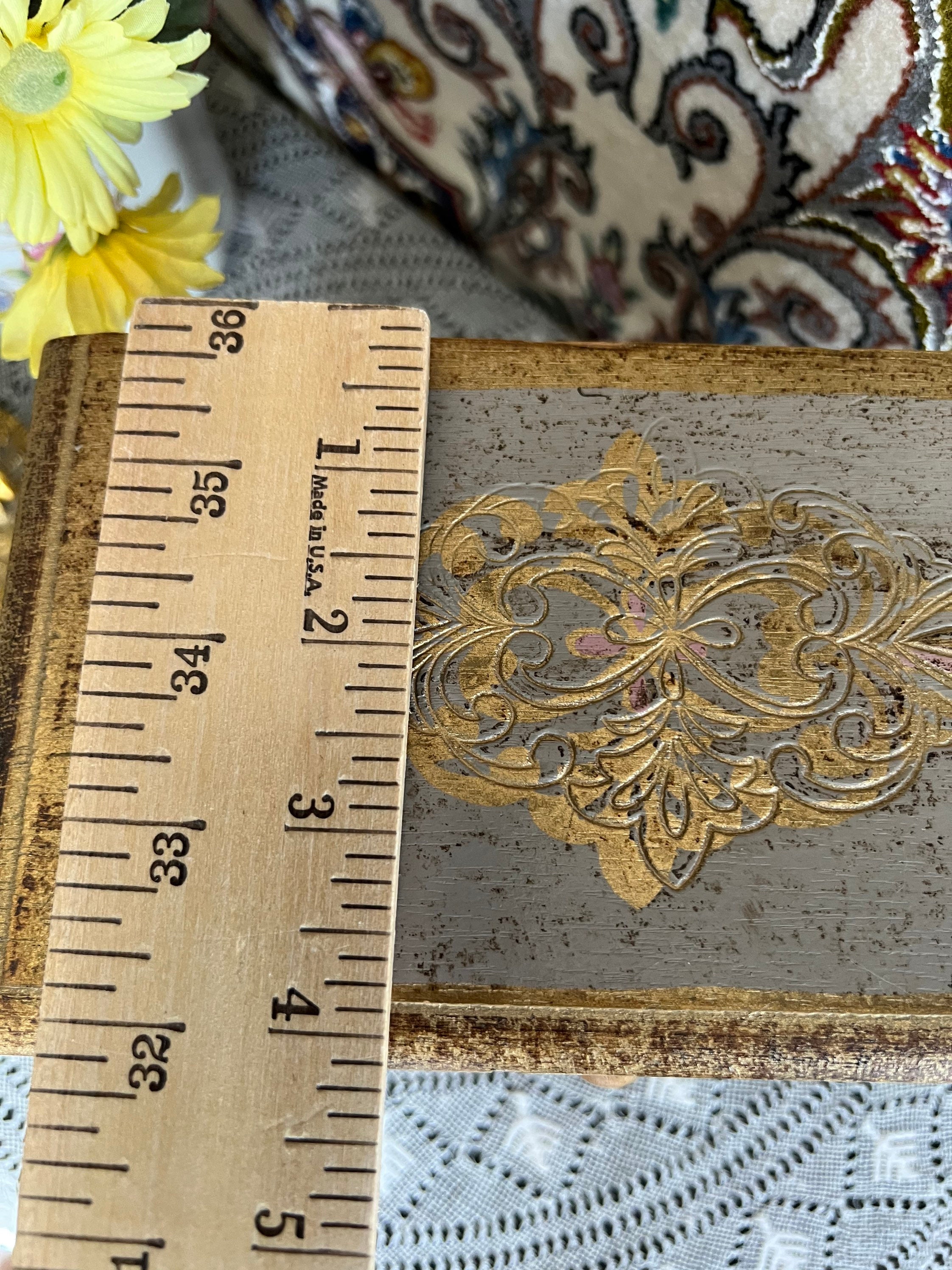 Vintage Platt Hand Carved Wooden Brass inlay Jewelry Box by Bareens De –  Poe and Company Limited
