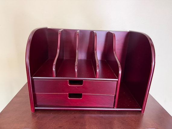 Vintage Mahogany finish Wooden Desk Organizer/ Secretary Hutch-Desk/ Danish style Tabletop Desk Organizer/Wooden Desk Organizer With Drawers