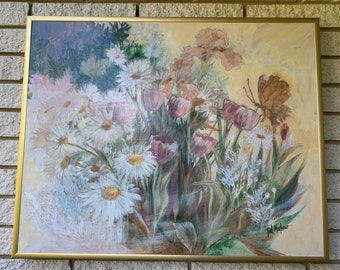 Original Pat Mayhew Abstract Floral Painting/ Patricia Mayhew Contemporary Landscape Artist Original Art