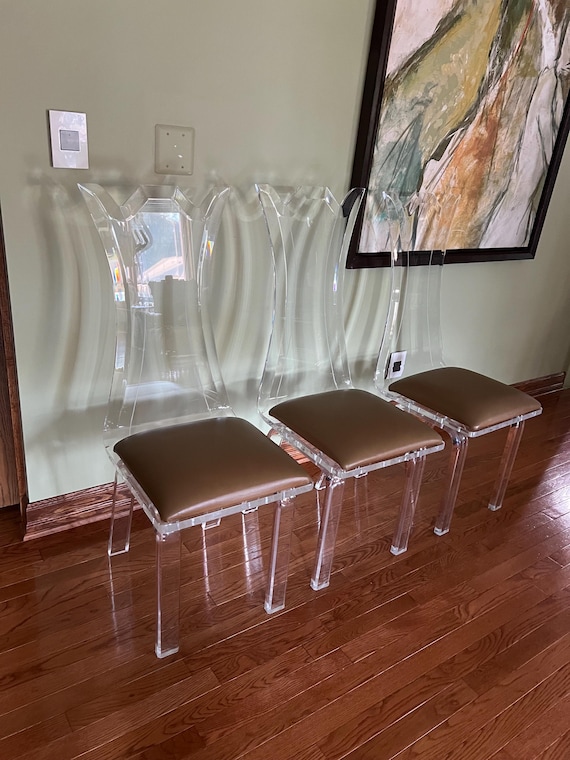 MCM Lucite Dining Chairs Set of 3 Etsy