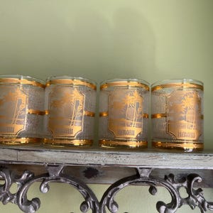Vintage Set of 4 Culver Hawaii Lowball Glasses 22K Gold/Collectible Culver Hawaii 22K Lowball Tumblers 4 pcs/Culver Gold Rocks Glasses