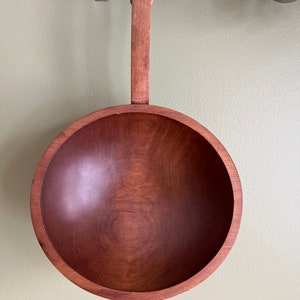 Vintage MNM Canada Wooden Bowl with Handle/ Mid Century Mort N Marton Pure Wood Nut Bowl made in Canada