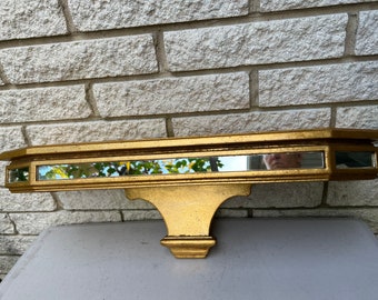 Reserved! Made in Italy La Barge Mirror Inc. Gold Gilded Wooden Shelf with Mirror Decor/Vintage LaBarge Italian Floating Gold Gilt Wooden