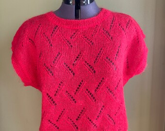 Vintage Women&#39;s Red Mohair Vest sz M/ Renee Tener for Jeanne Pierre Red Mohair Vest/Ladies Red Wool Top