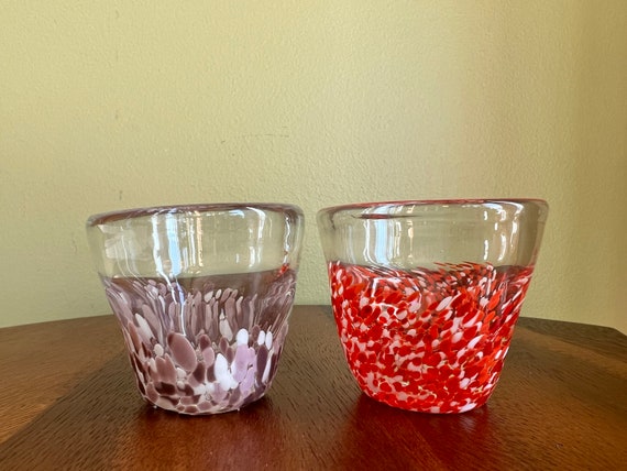 Set of 2 Crumpled Shot Glasses/ Glass Shot Glasses 2 Oz. Capacity/fon Glass  Crinkle Cups/crumpled Glass Espresso Shot 