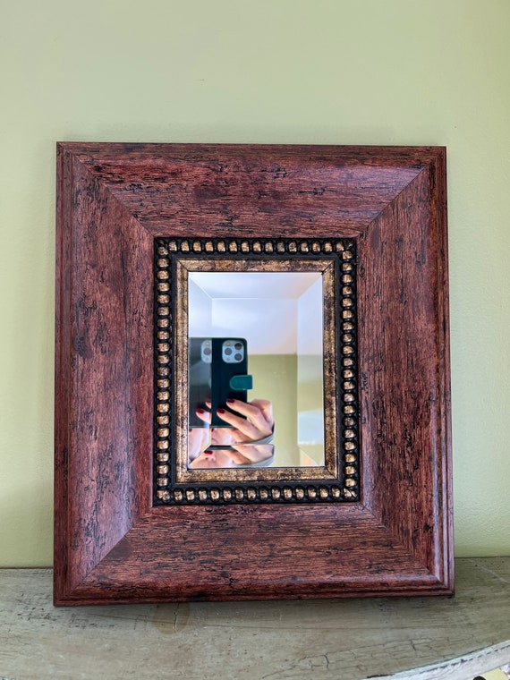 Vintage Massive Wooden Frame Wall Beveled Mirror - Etsy