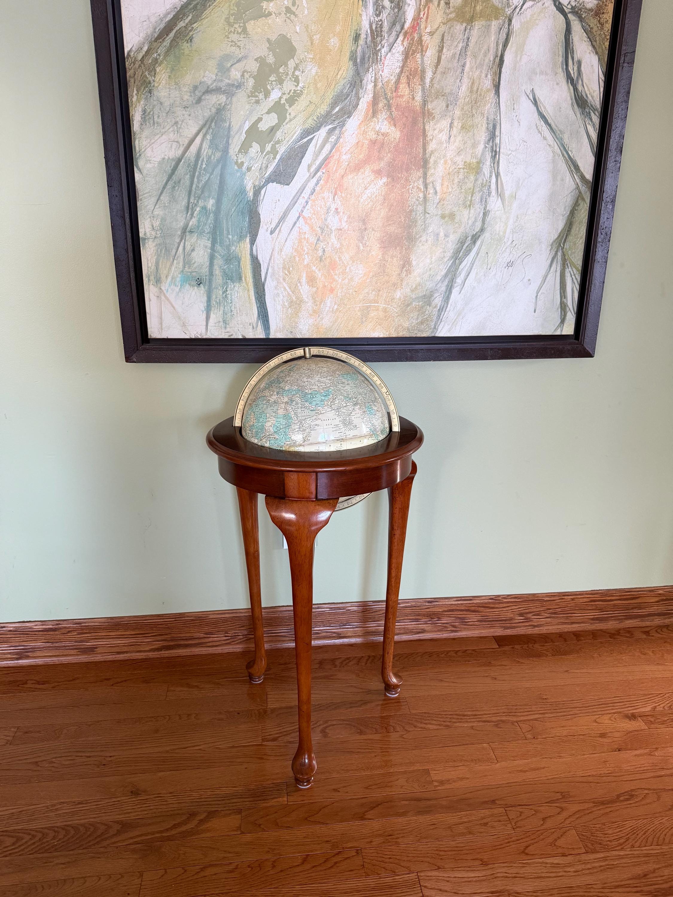 Vintage Cram's Imperial World Globe On Butler Speciality Co. Wooden Stand Made in Usa/ 12" Pedestal