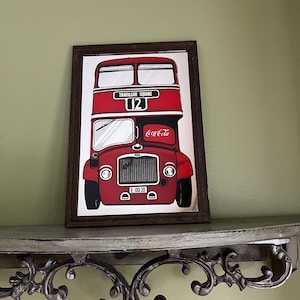 Vintage Coca Cola Mirror Art Double Deck Red Bus Trafalgar Square 12 E - DD 70 plate number/ Mirror Coca Cola Art