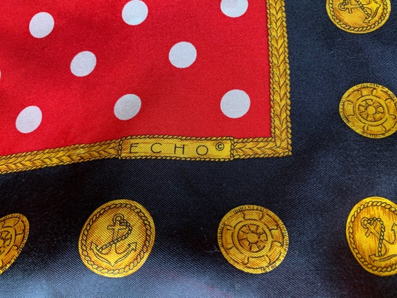 Echo Mod Polka Dot with Coins Print Silk Scarf/ V… - image 2