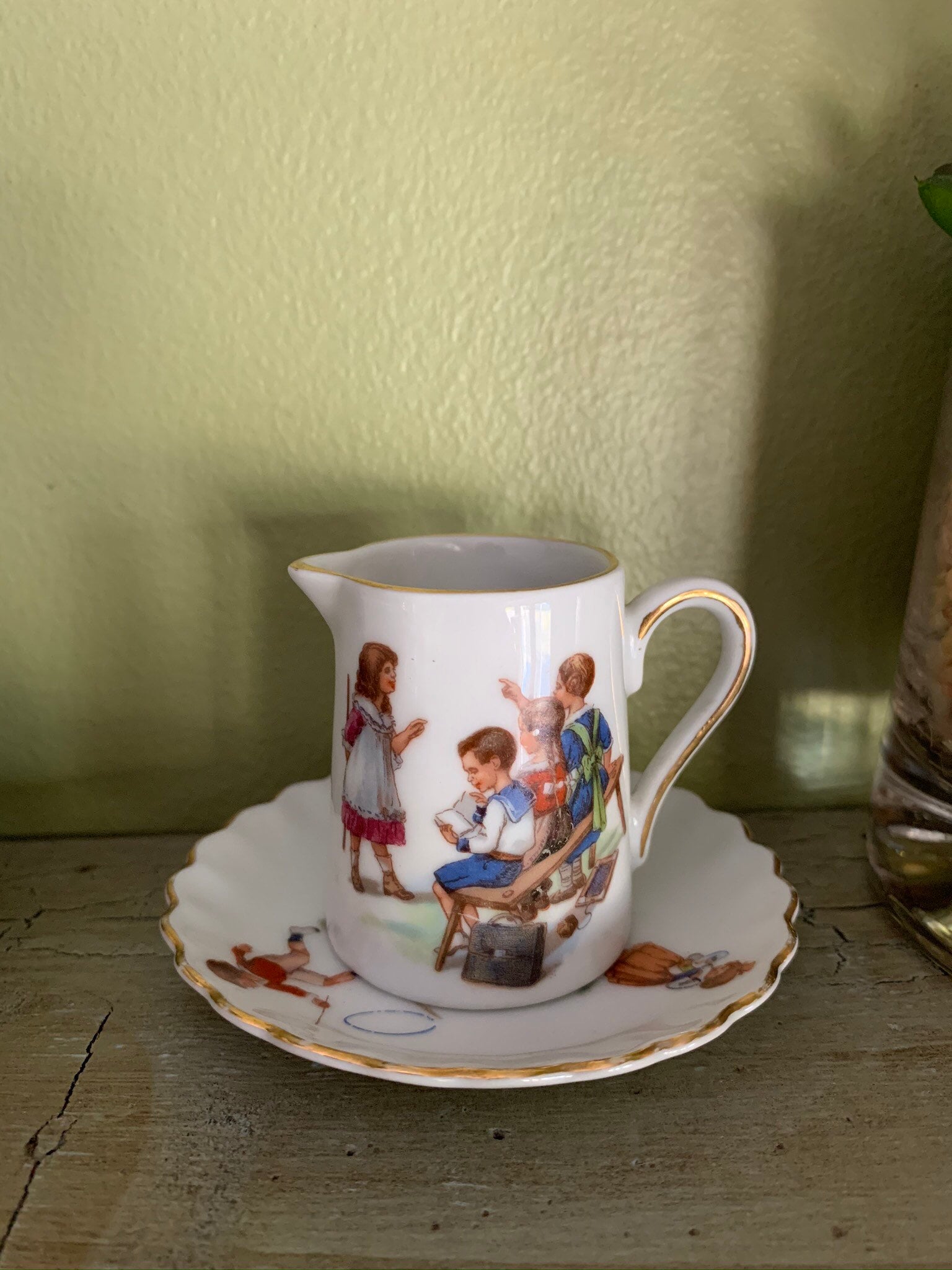 Rare Victoria Czechoslovakia Porcelain Miniature Pitcher & Saucer