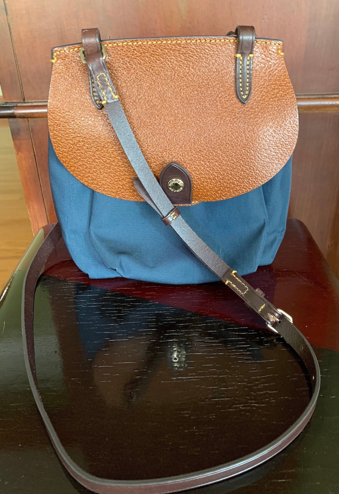 Vintage Dooney and Bourke Leather and Nylon Crossbody Bag/ Dooney