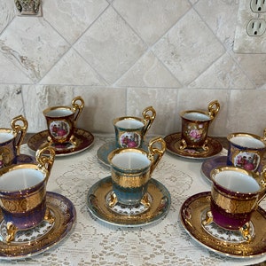 LV Louis Vuitton Inspired Elegant Luxury Gold Mosaic Plate Tea Set Cup  Saucers Dinnerware Set Bone China Gift Set