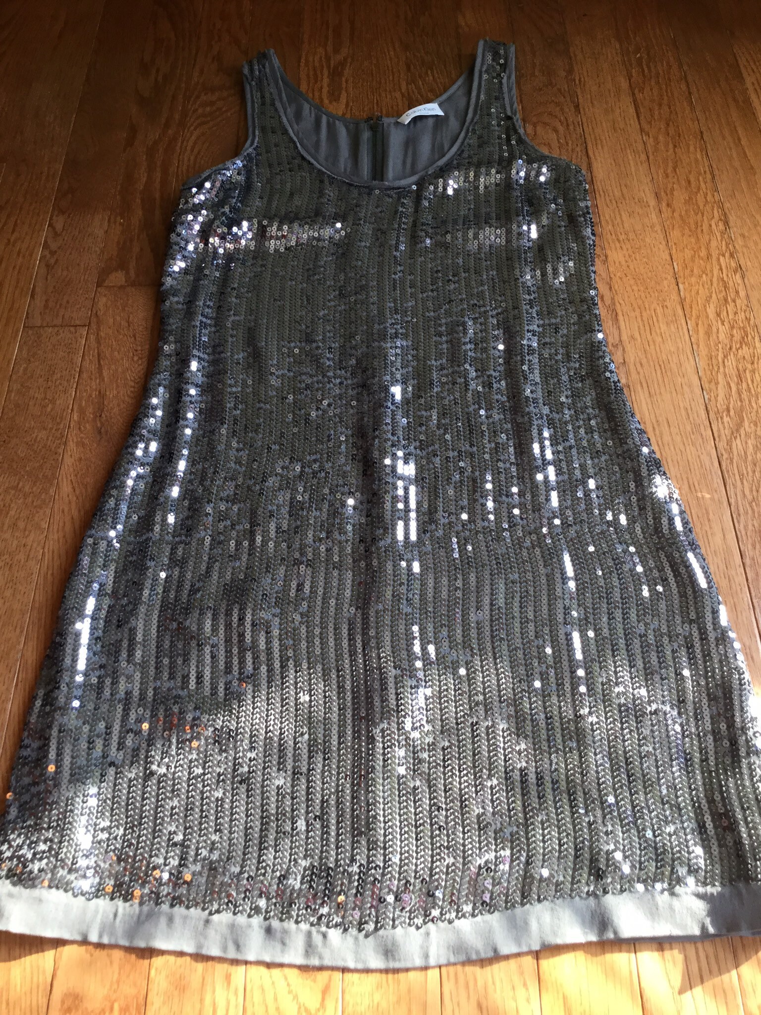 Ladies Calvin Klein Silver Sequined Strapless Dress *Brand New With Ta –  Refa's Thrift Closet