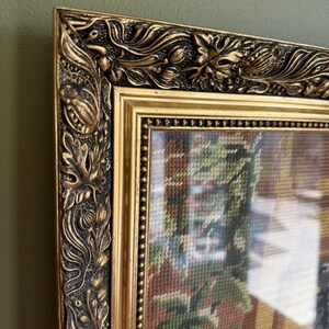 VTG Charles Zacharie Landelle “La Fileuse” Needlepoint Art Wall -Young Woman with Spindle Hand-stitched Needlepoint Art Framed Under Glass image 6