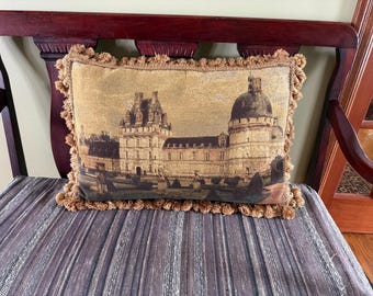 Vintage Frans kasteeltapijt decoratief kussen moeras velours achterkant met rits/katoenen tapijt in Europese stijl decoratief sierkussen