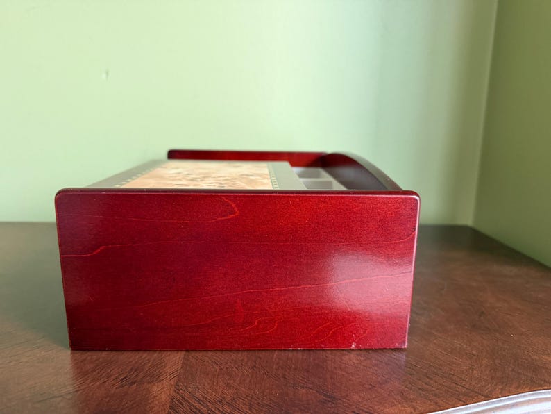 Vintage MELE Mahogany Jewelry Chest Inlay Wood Open Top Ring Holder Bottom Drawer/Wooden Jewelry Box for Men/Unisex Jewelry Box image 6