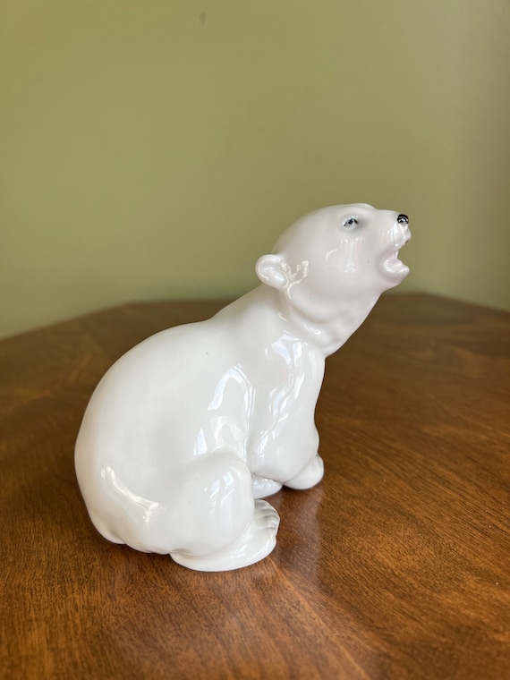 Vintage LFZ Porcelain Polar Bear Figurine Made in Ussr