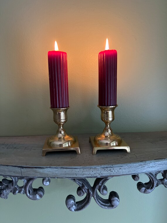 Vintage Pair of Brass Candlestick Holders Made in Japan/ Mid Century Solid  Brass Candle Holders Set of 2/ Pair of Brass Taper Candle Holders -   Singapore