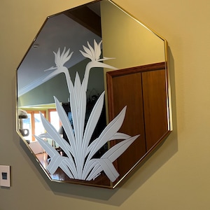 1980s Windsor Art Postmodern Mirror With Bird of Paradise Gold