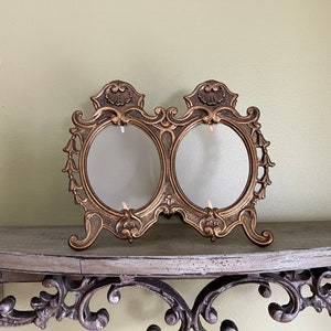 Vintage Brass Ornate Double Pictures Frame/Brass Photo Frame/Brass Double Picture Frame/ Art Deco Brass Picture Frame