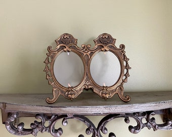 Vintage Brass Ornate Double Pictures Frame/Brass Photo Frame/Brass Double Picture Frame/ Art Deco Brass Picture Frame