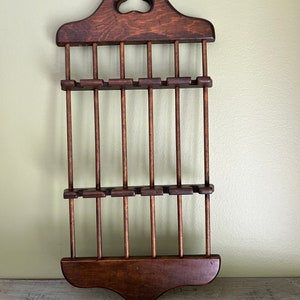 Vintage Solid Wood 10 Slot Spoon Rack with 2 spoons/Collectible Spoon Rack/Wall Spoon Rack/Collectible Spoon Display Rack