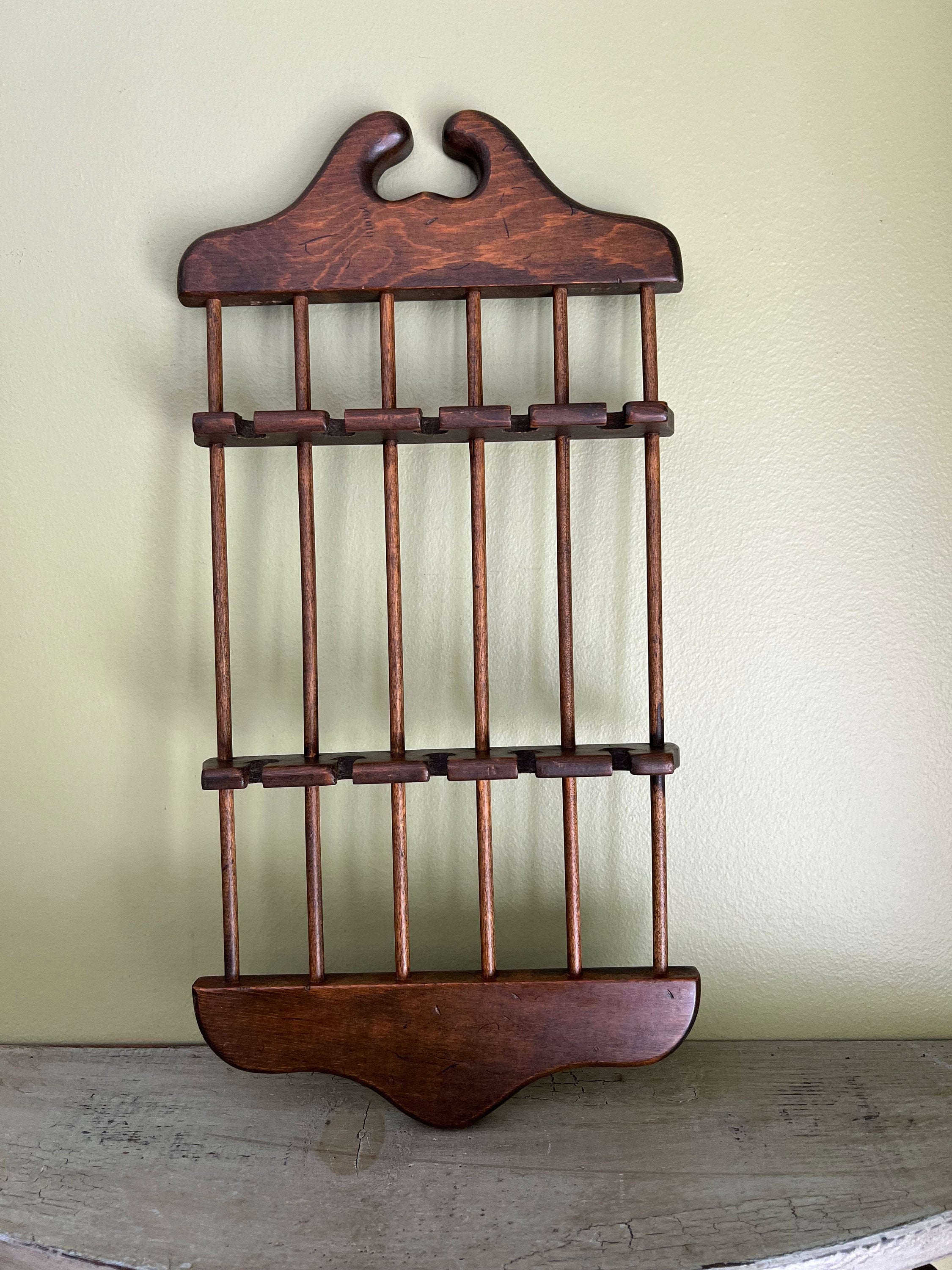Vintage Solid Wood 10 Slot Spoon Rack With 2 Spoons/collectible Spoon ...