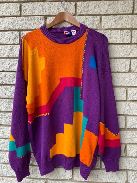 Vintage from 80s Oversized Unisex Sweater/ Colorfu