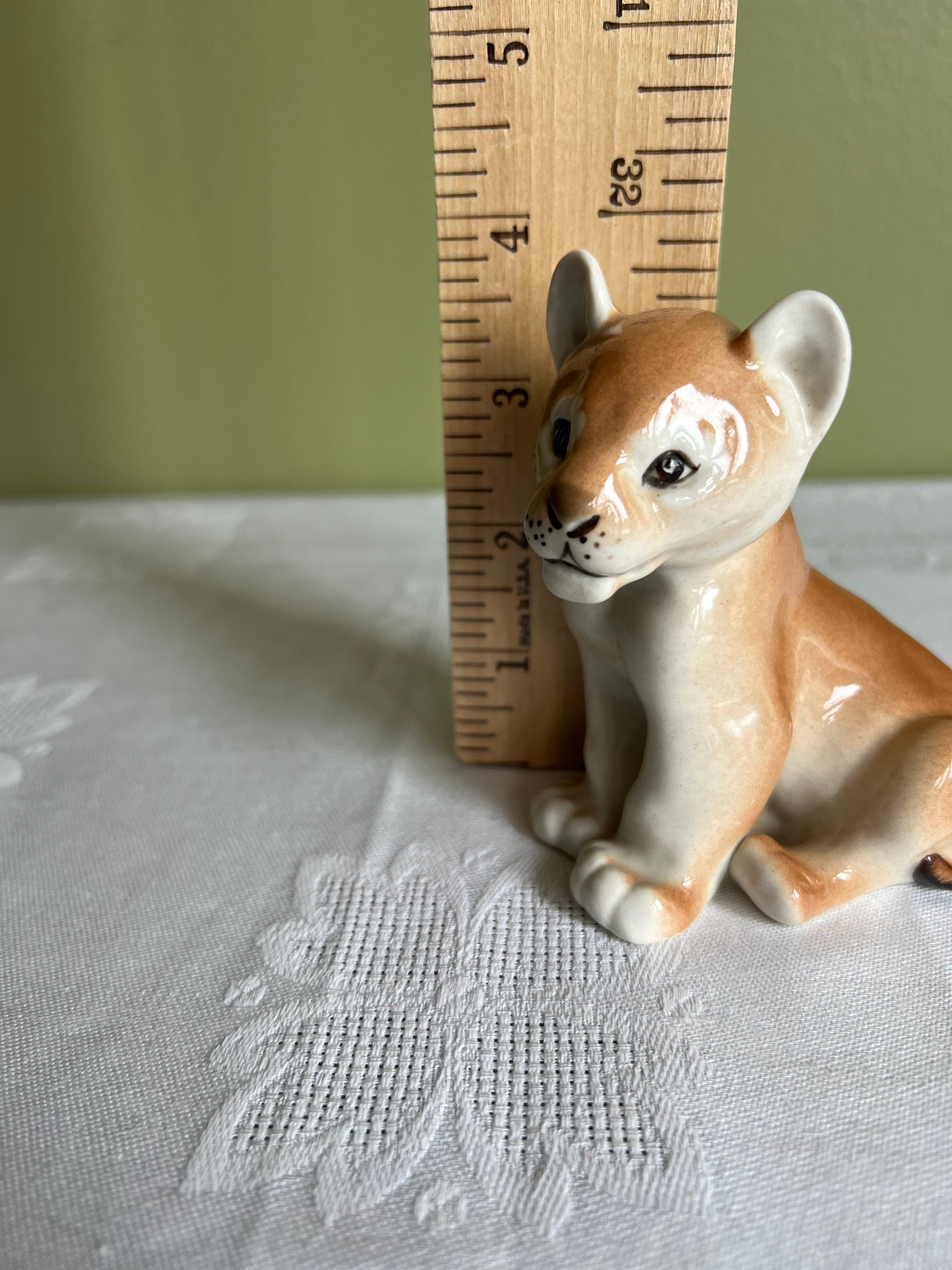 Vintage LFZ USSR Porcelain Lion Cub Figurine/ Lomonosov Made in