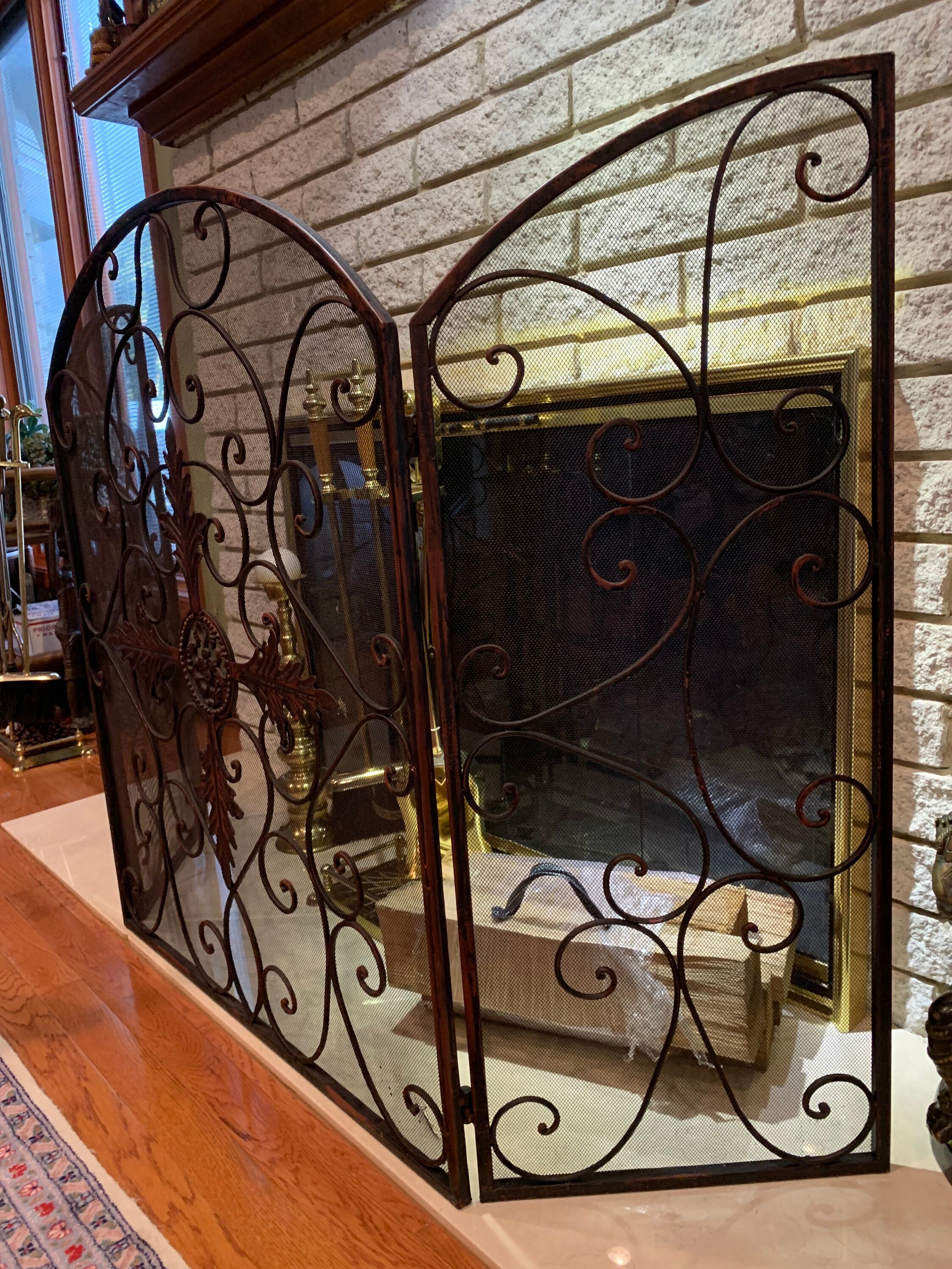 Vintage 3 Panels Arched Fireplace Screen with Ornate Etsy