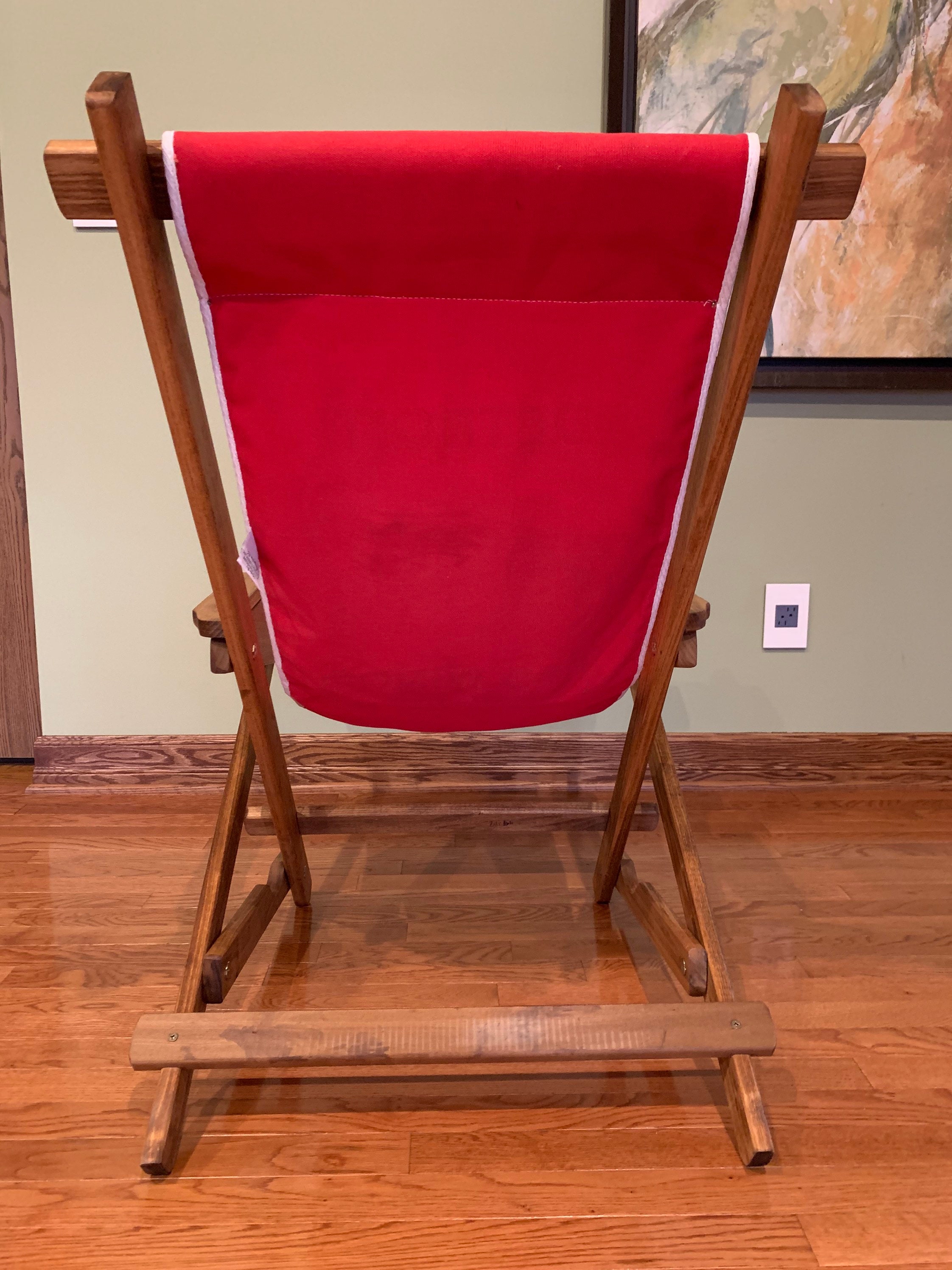 Wood and Canvas Sling Chair with Red Wings Logo Made by H&H Etsy