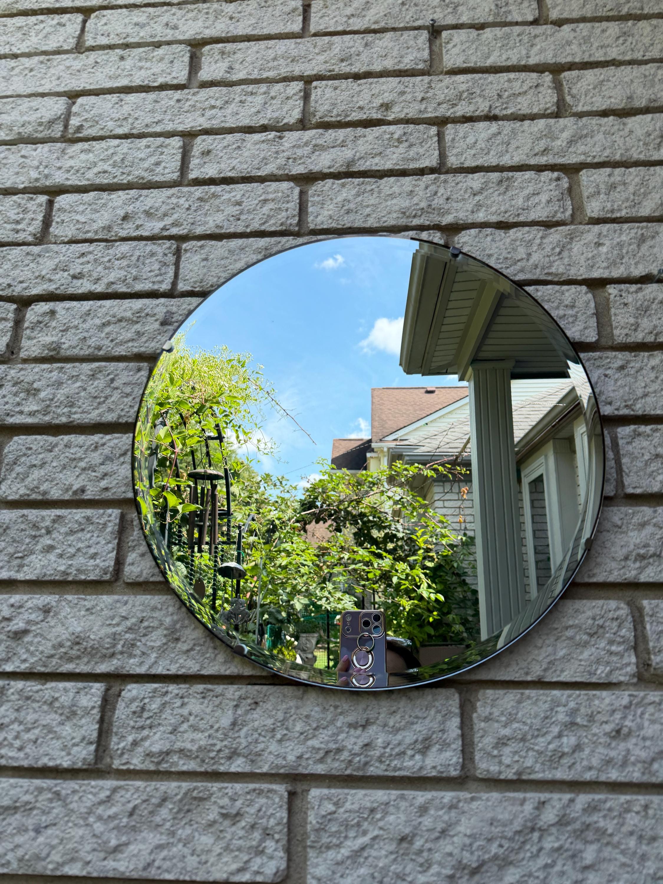 Antique Round Beveled Mirror - Etsy