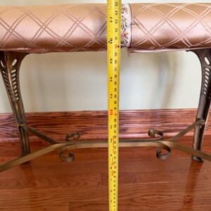 Antique Gold Gilted Cast Iron Bench with Claw foot and Fabric Top/ Italian inspired Antique Vanity Bench/Antique Window Seat/Hallway Bench immagine 13