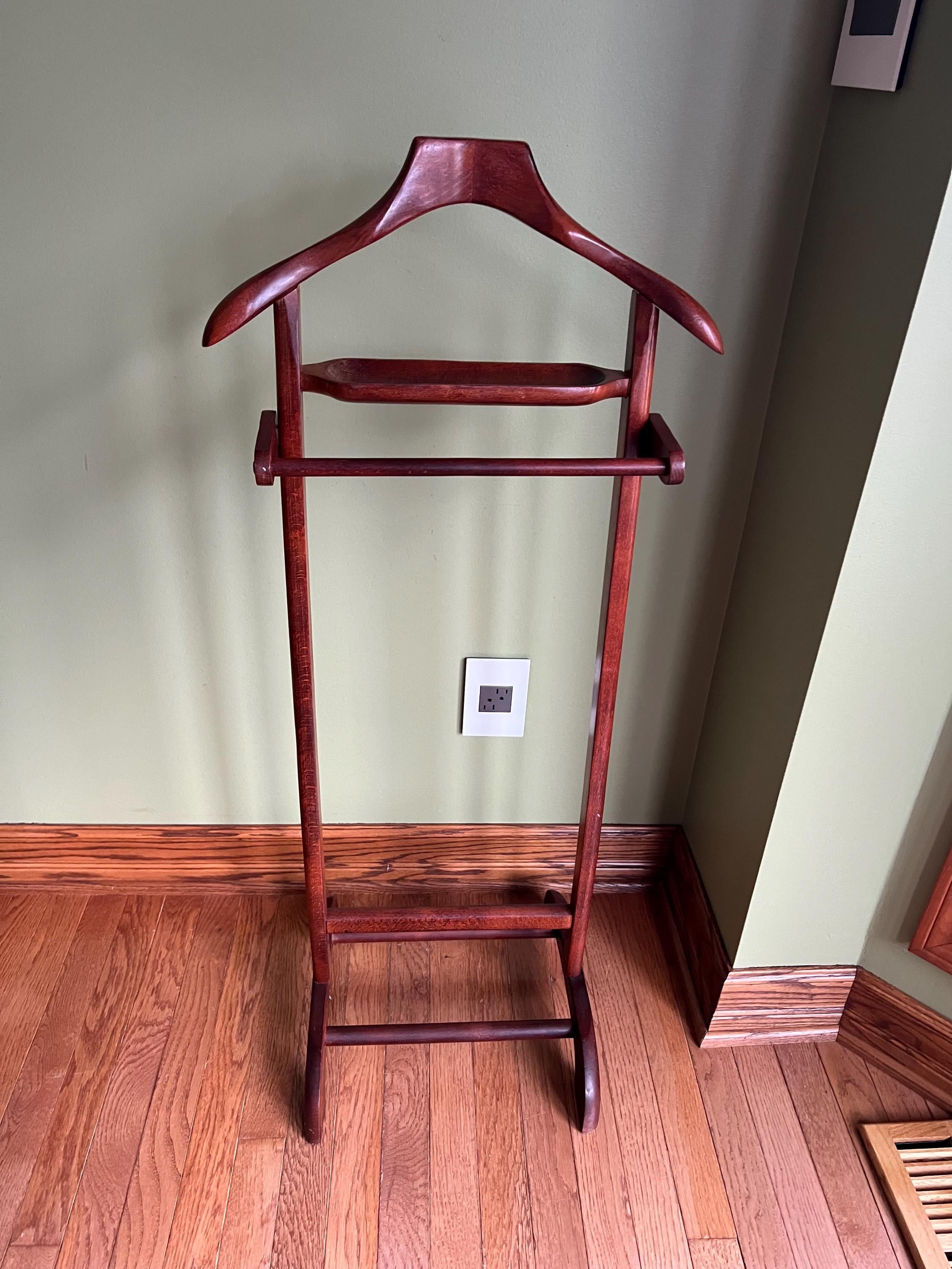 Valet Stand Old Wooden Clothes Rack Mid-Century Italian Teak Valet