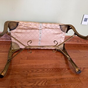 Antique Gold Gilted Cast Iron Bench with Claw foot and Fabric Top/ Italian inspired Antique Vanity Bench/Antique Window Seat/Hallway Bench immagine 10