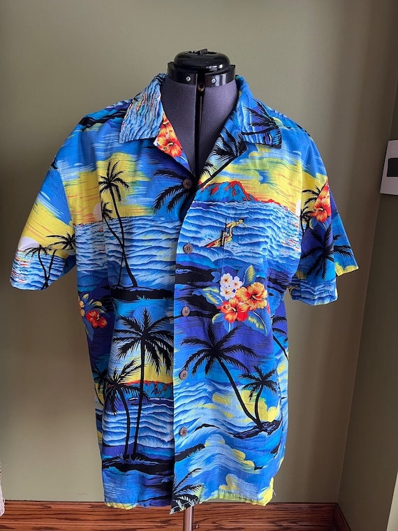 Men's Hawaiian Shirt - Two Palms - Blue Hawaii - Sky Blue (sz M left)