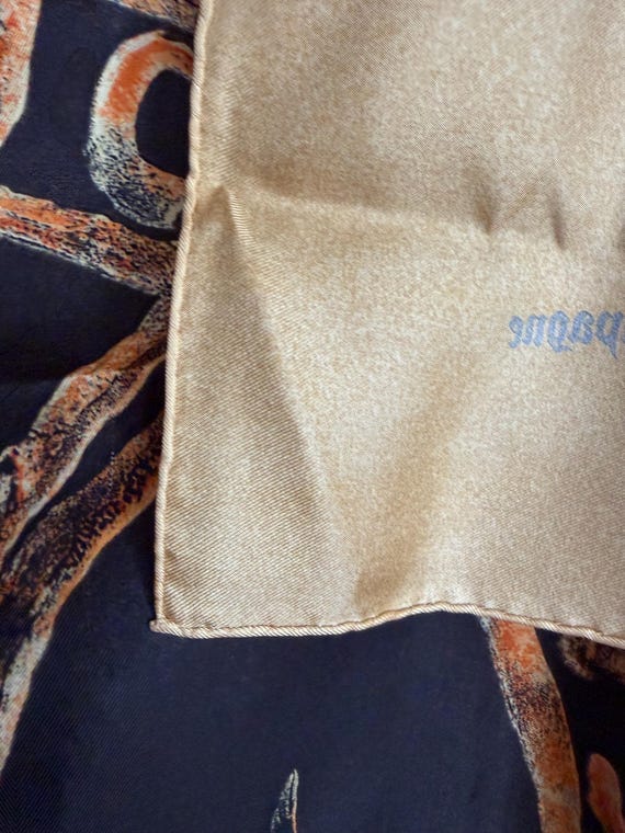 Vintage made in France Comtes de Champagne Silk Square Scarf Hand Rolled Edges View 6
