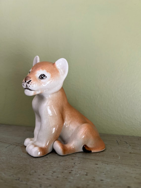 Vintage LFZ USSR Porcelain Lion Cub Figurine/ Lomonosov Made in