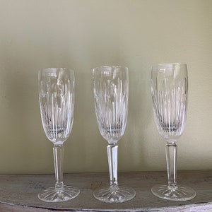 Set of 3 Lenox Superior Crystal Flutes/Lenox Champagne Glasses/Lenox Superior Flutes/Crystal Champagne Flutes/Wedding Crystal Toasting Glass