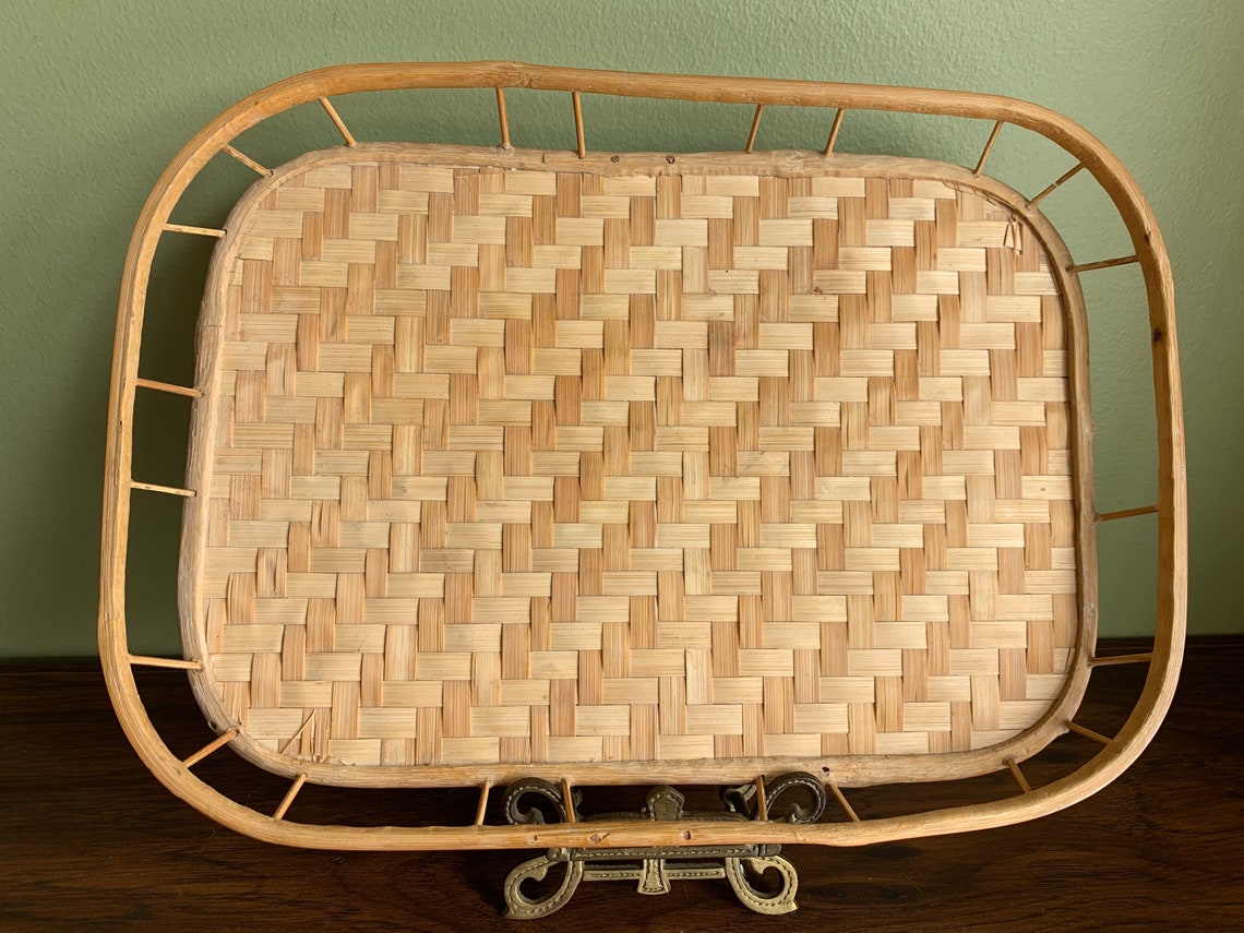 Vintage Rattan Bamboo TV Tray/ Retro Bent Bamboo and Rattan TV Etsy