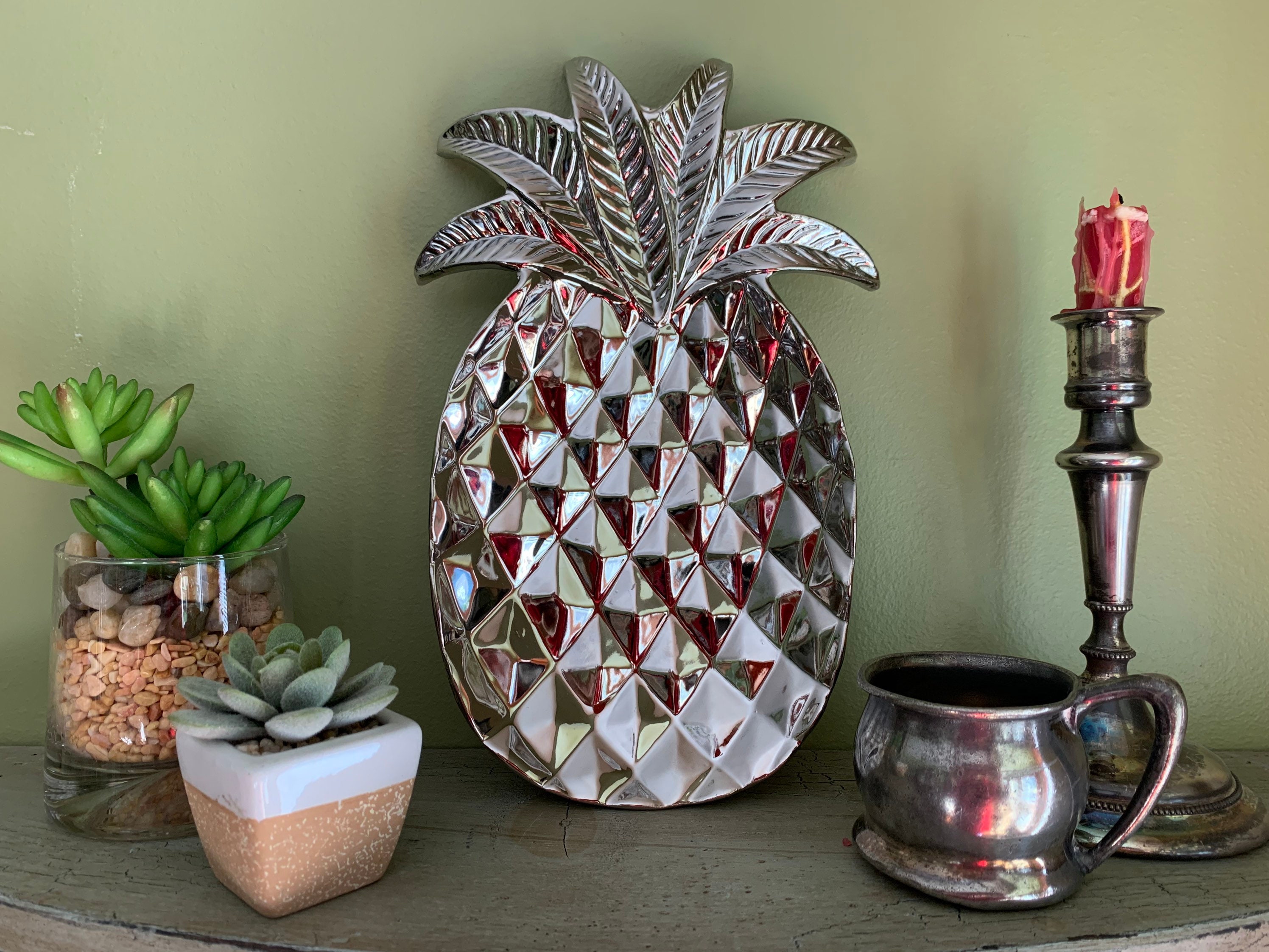 Verdici Design Silver Ceramic Pineapple Tray/ Verdichi Design Etsy