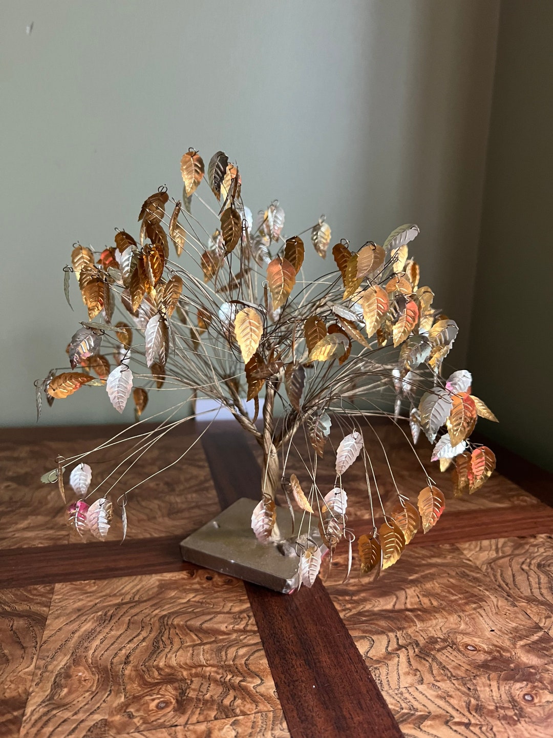 Vintage Gold Dream Tree/small Wired Tree With Gold Leaves/gold Etsy