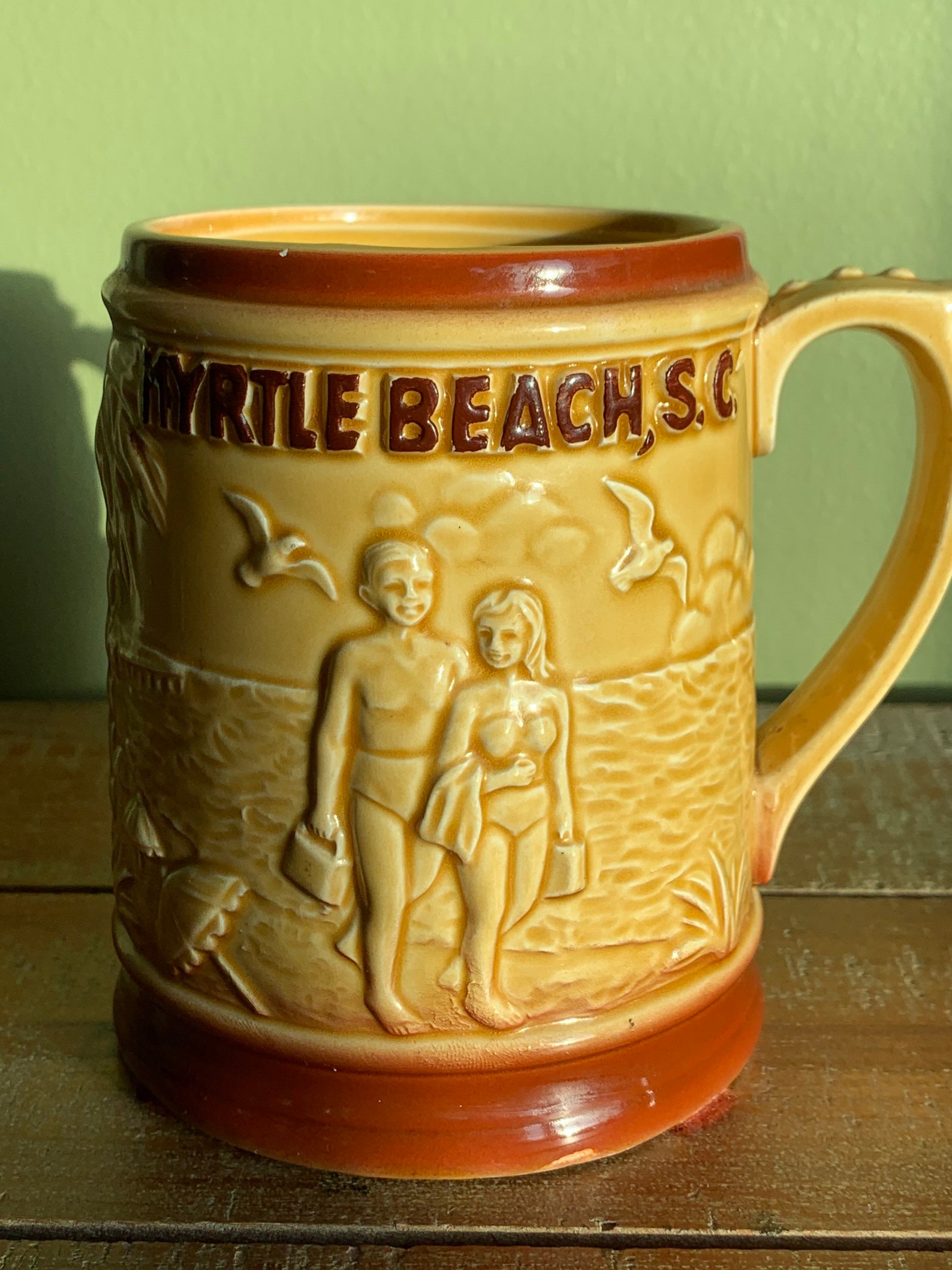 Mid Century Ceramic tea cup Myrtle Beach SC /Vintage Yellow | Etsy