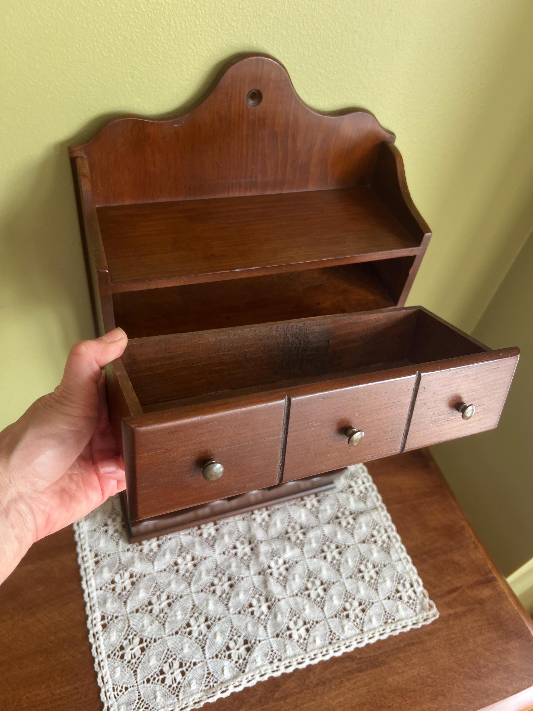 Vintage Kitchen Shelf With Spoon Holder Rack Drawer and Bottom Pocket ...