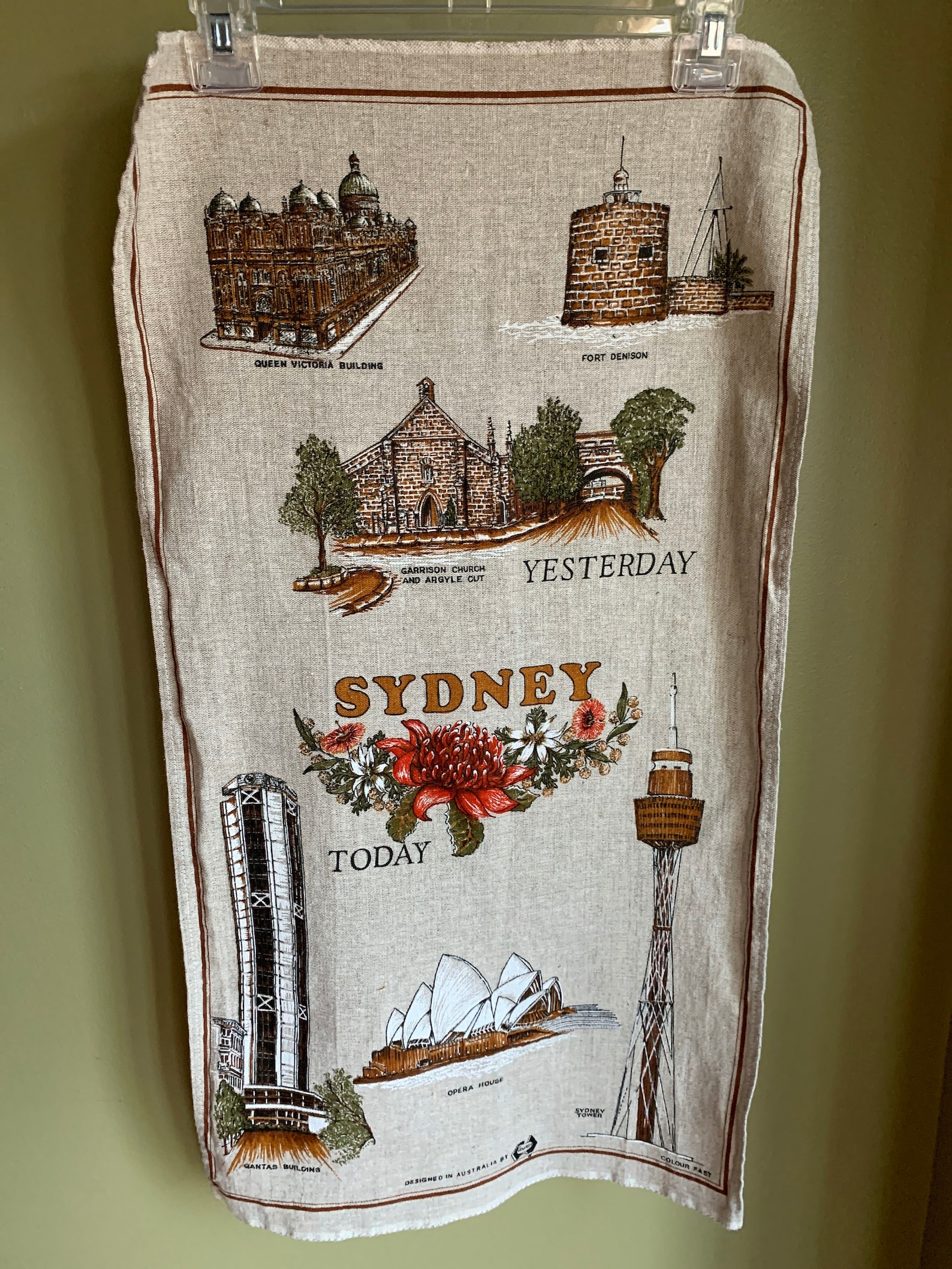 Sydney Australia LInen Tea Towel/ AUstralian Souvenir Flex Tea Etsy