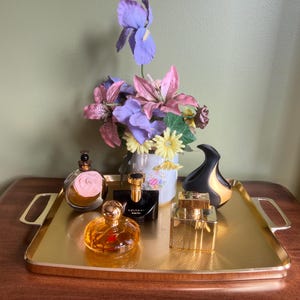 MCM Made in England WOODMET Product Gold Metal Tray/MCM Gold Serving Tray/1960s Woodmet England Gold Vanity Tray/ Large Gold Perfume Tray