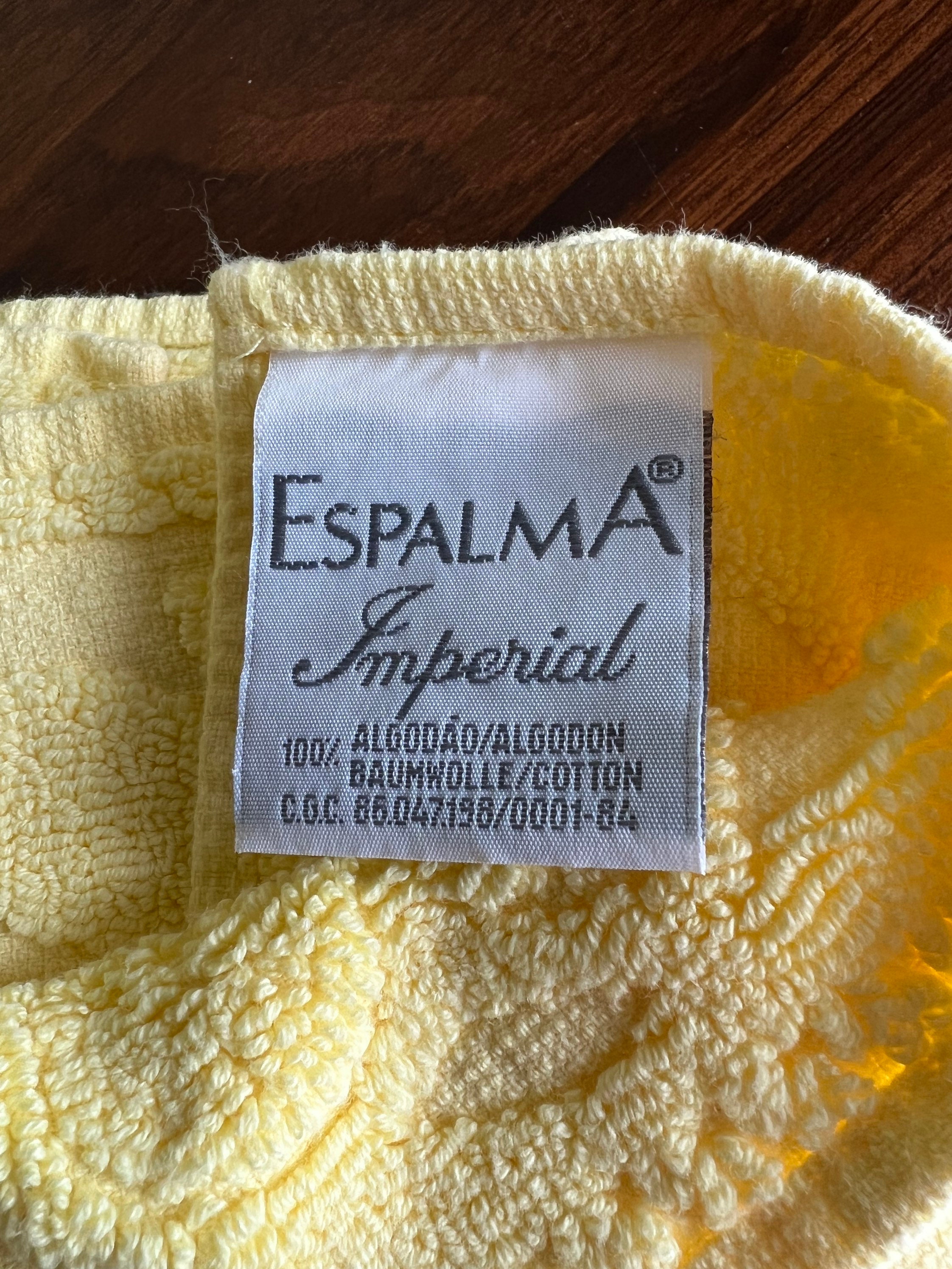 Unused Vintage Brazilian Cotton Yellow Terry Towels With Lemon