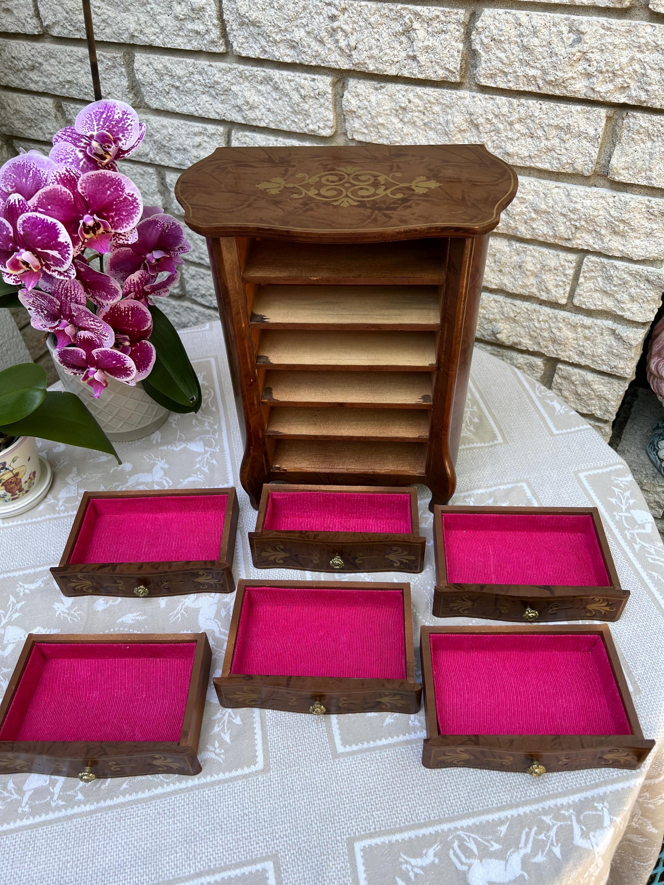 RARE Mid Century Musical Wooden Jewelry Armoire Made by